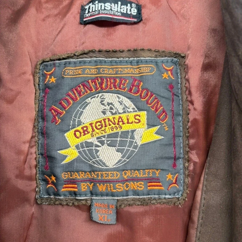 Wilsons Adventure Bound Leather Jacket Mens XL Brown Bomber Thinsulate Originals
